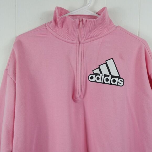 Adidas Womens Pink Pull Over Mock Neck Sweatshirt Quarter Zip Size 1X - Picture 3 of 11